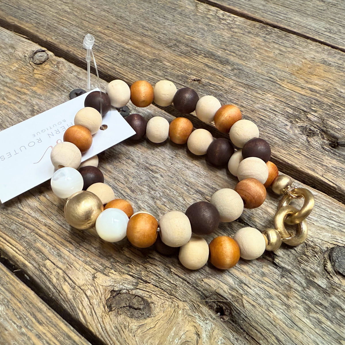 Wooden Stretch Bracelet Set | Brown Mix