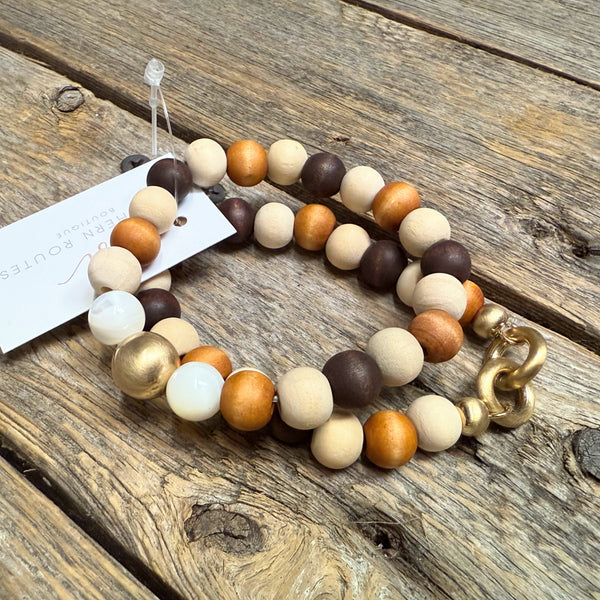 Wooden Stretch Bracelet Set | Brown Mix