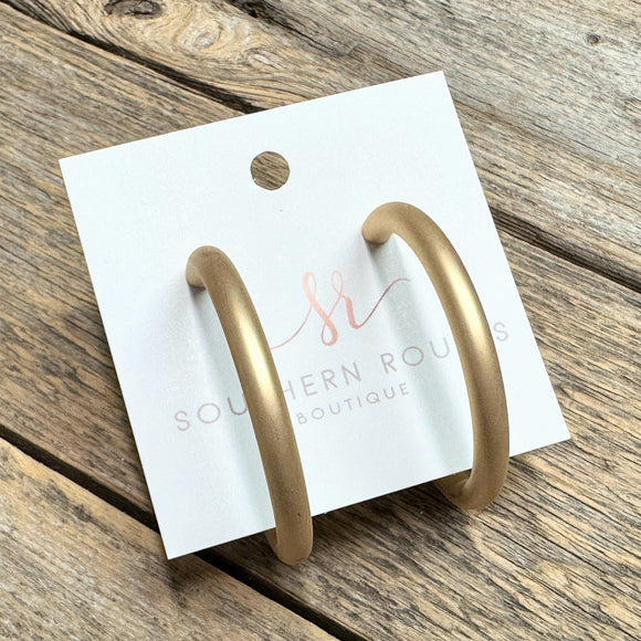 Satin Hoop Tube Earrings | Gold