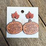 Happy Thanksgiving Wood Earrings