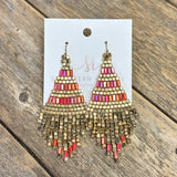 Bead+Gold Dangle Earrings | Cranberry