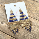 Bead+Gold Dangle Earrings | Navy