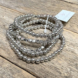 Beaded Stretch Bracelet Set | Silver