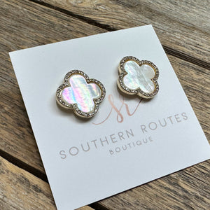 Large Clover Stud Earrings | Mother Of Pearl