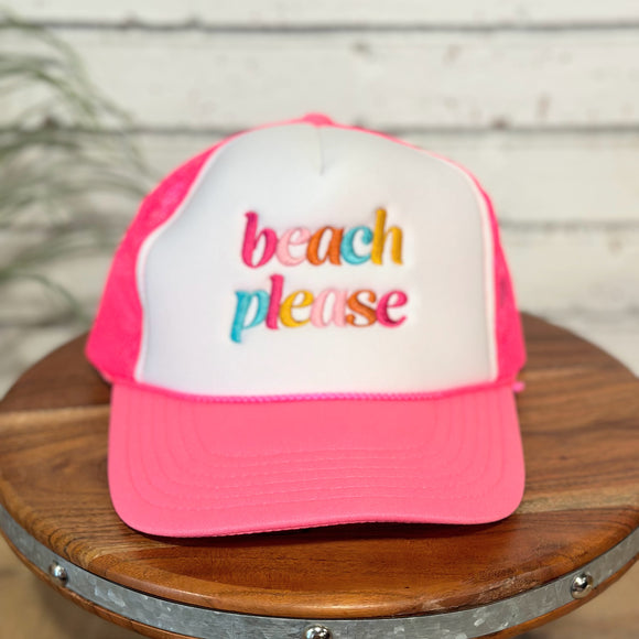 Beach Please Foam Trucker Cap | Hot Pink