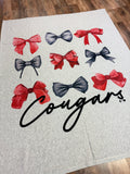 Ribbon Bow Cougars Sweatshirt Blanket | Ash Grey
