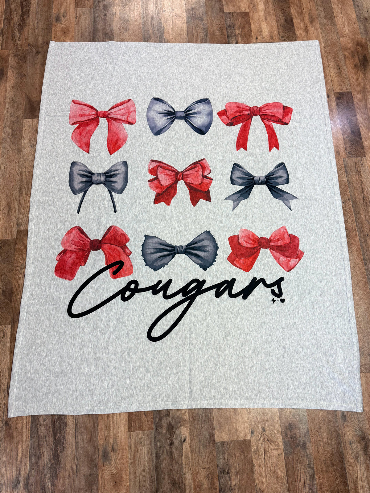 Ribbon Bow Cougars Sweatshirt Blanket | Ash Grey