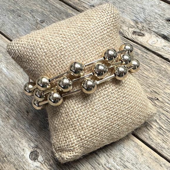 Beaded Stretch Bracelet Set | Gold