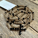 Beaded Stretch Bracelet Set | Black+Gold