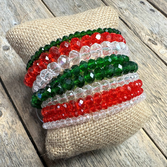 Beaded Stretch Bracelet Set | Christmas Mix