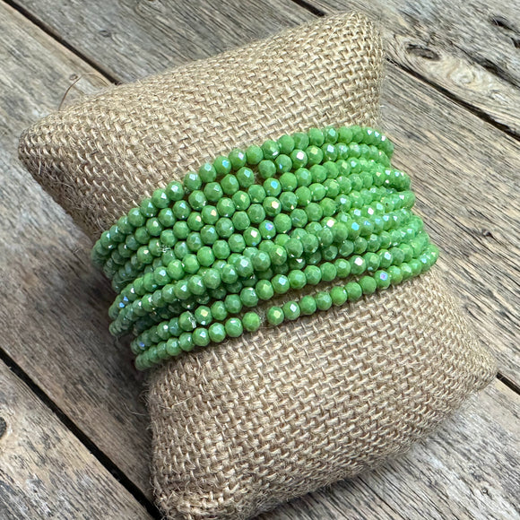 Beaded Stretch Bracelet Set | Mint Green