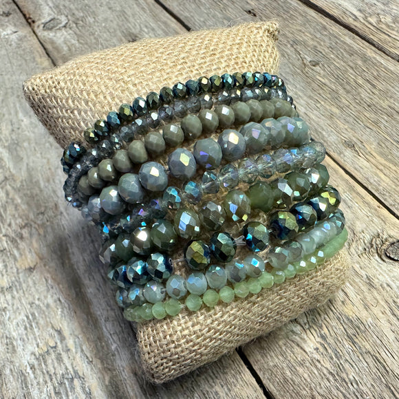 Beaded Stretch Bracelet Set | Greens