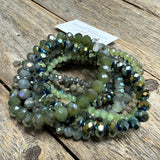 Beaded Stretch Bracelet Set | Greens