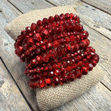 Beaded Stretch Bracelet Set | Red