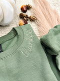 Thankful Embroidered Sweatshirt | Green