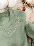 Thankful Embroidered Sweatshirt | Green