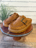 Ruffle Edge Moccasin Slide | Tan