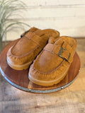 Ruffle Edge Moccasin Slide | Tan