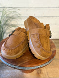 Ruffle Edge Moccasin Slide | Tan