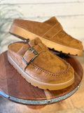 Ruffle Edge Moccasin Slide | Tan