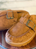 Ruffle Edge Moccasin Slide | Tan