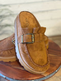 Ruffle Edge Moccasin Slide | Tan