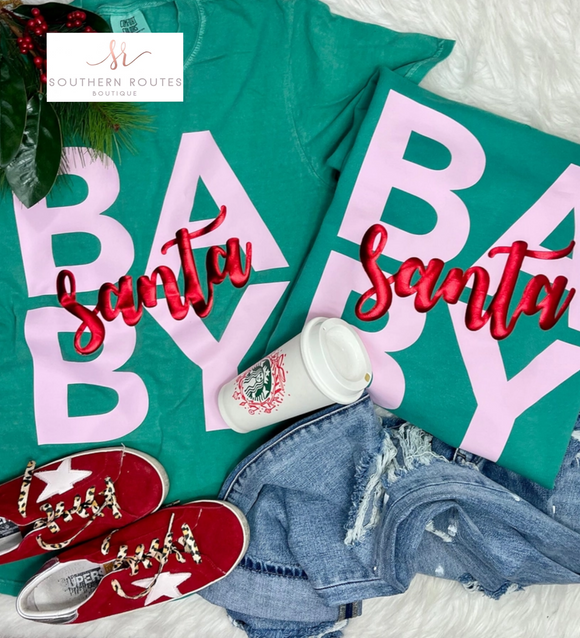 Santa Baby (Metallic Puff) Tee | Green
