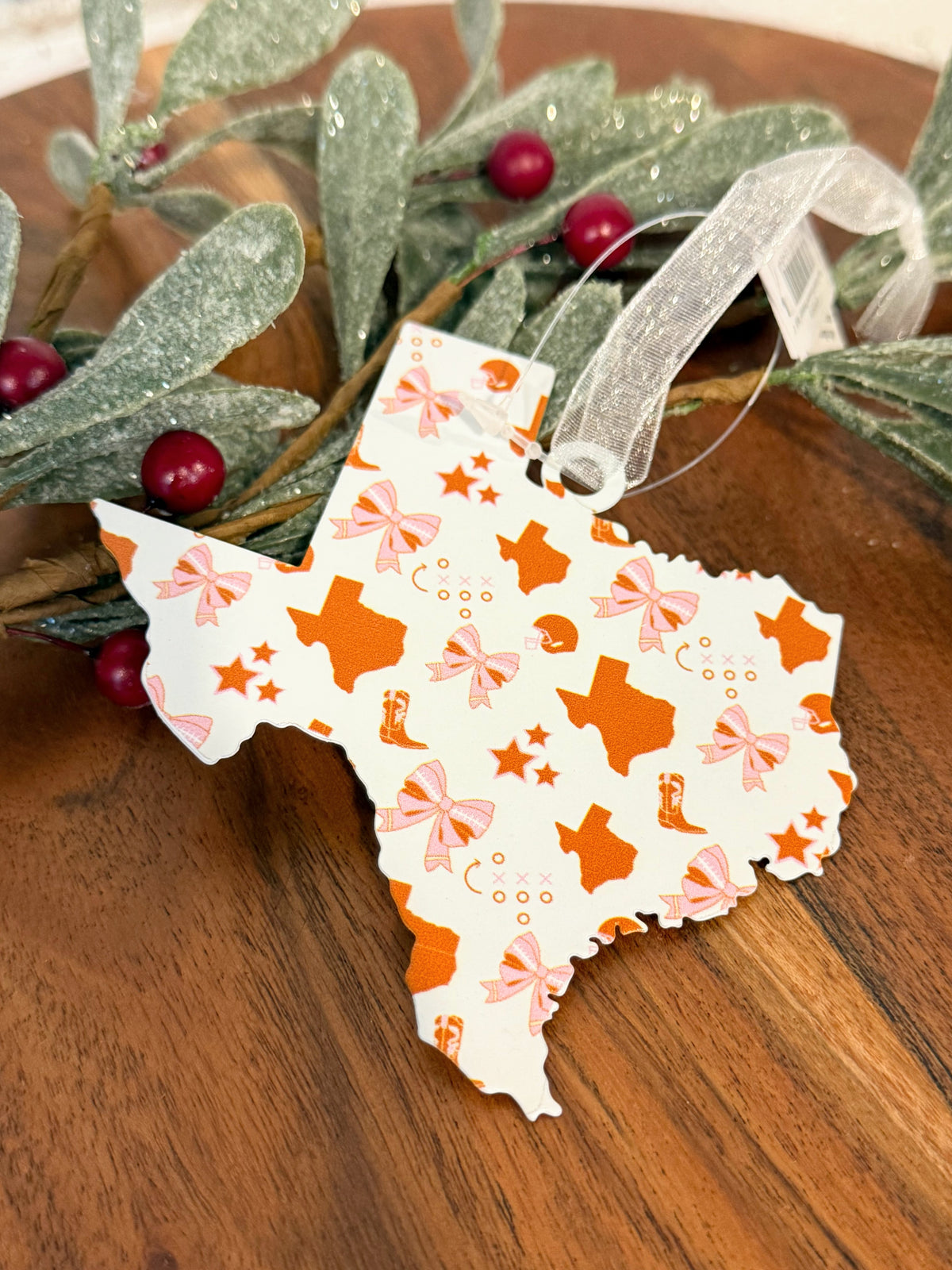 Texas Bows Galvanized Ornament | Longhorn Spirit