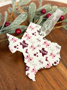 Texas Bows Galvanized Ornament | Aggie Spirit