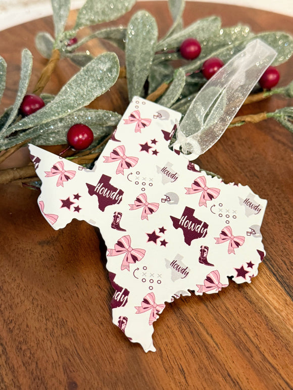 Texas Bows Galvanized Ornament | Aggie Spirit