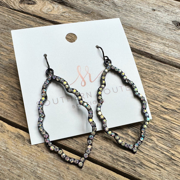 Rhinestone Filigree Earrings | Black/AB