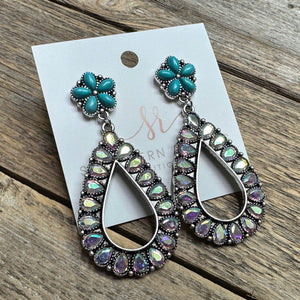 Rhinestone+Turquoise AB Western Earrings