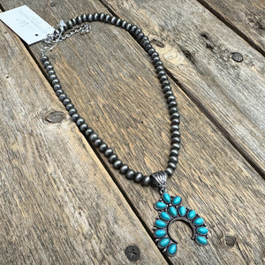 Turquoise/Silver Western Arch Short Necklace