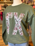 TX Vintage Camo Sweatshirt | Military Green