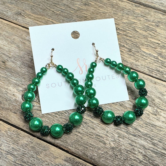 Crystal Ball Teardrop Earrings | Green