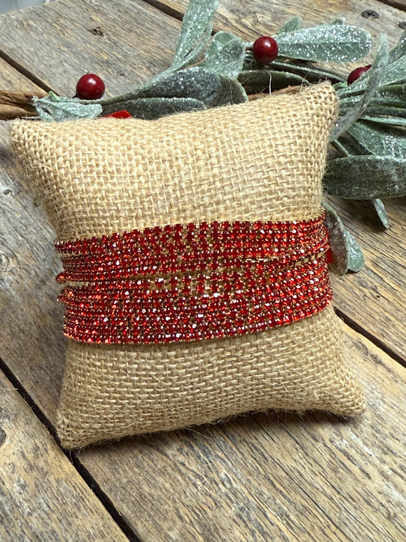 Dark Red Crystal+Gold | Christmas Bracelet Set