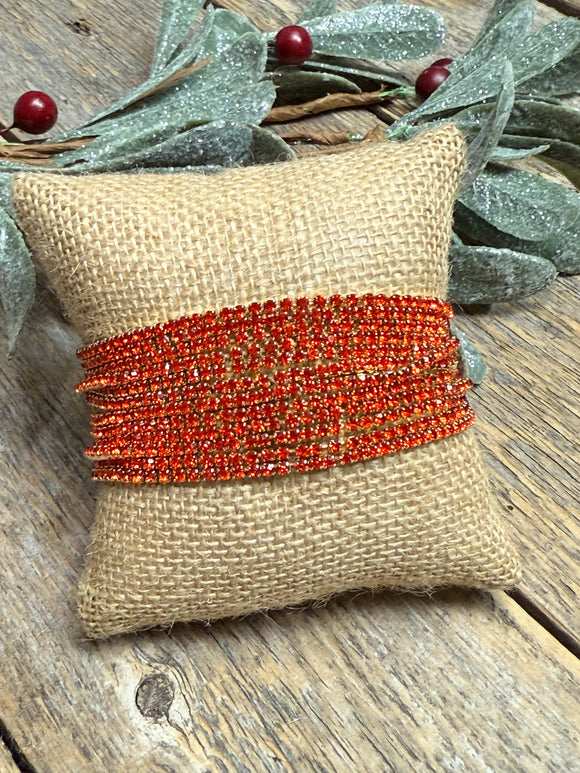 Bright Red Crystal+Gold | Christmas Bracelet Set