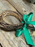 Green Crystal+Gold | Christmas Bracelet Set