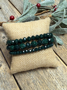 Green Crystal | Christmas Bracelet Set