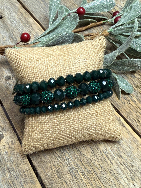 Green Crystal | Christmas Bracelet Set