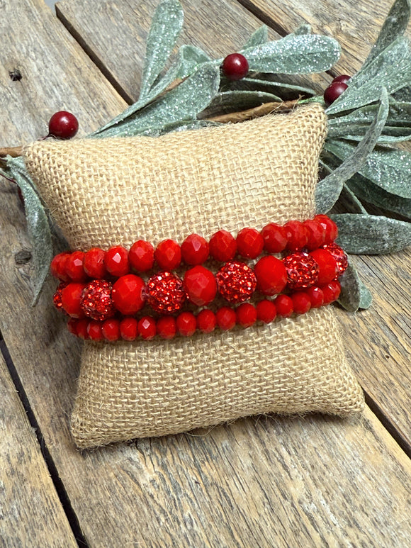 Red Crystal | Christmas Bracelet Set