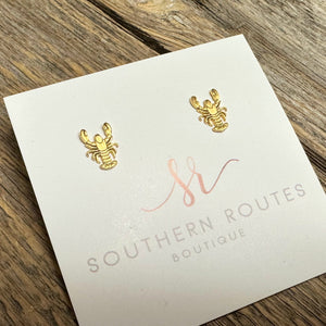 Crawfish Brushed Stud Earrings | Gold