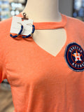 Astros Patch Keyhole Cutout Tee | Orange