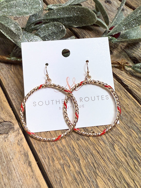 Twisted Hoop Earrings | Gold/Red