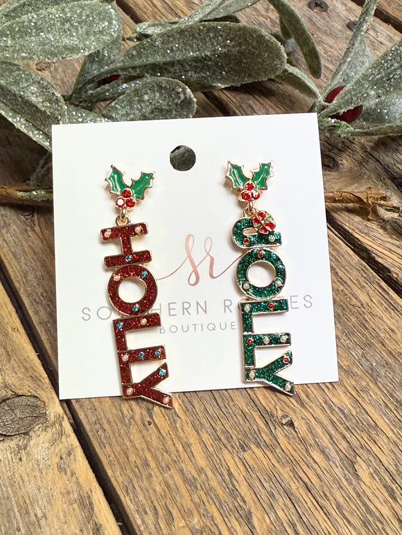 Holly Jolly Mistletoe Earrings | Green/Red