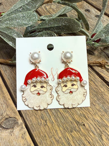 Santa Pearl Earrings | Red