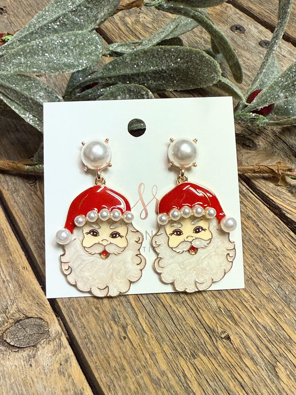 Santa Pearl Earrings | Red