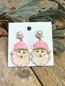 Santa Pearl Earrings | Pink
