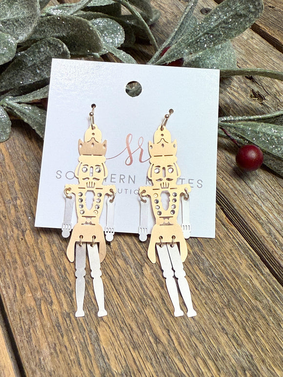 Satin Metal Nutcracker Earrings | Gold/Silver