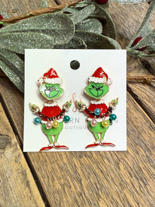 Grinch Ornament Earrings | Red